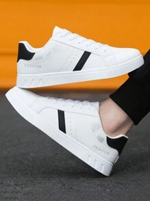 小白鞋男士夏季新款透气休闲滑板鞋学生运动鞋平底鞋 - 白色 - 查看 3