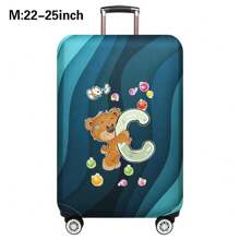 行李箱罩旅行箱罩适用于 18 至 32 英寸行李箱保护套男女户外假日旅行必备配件涤纶行李箱弹力防尘罩时尚首字母 A 至 Z 熊字母印花包适用于学校学校配件学校用品