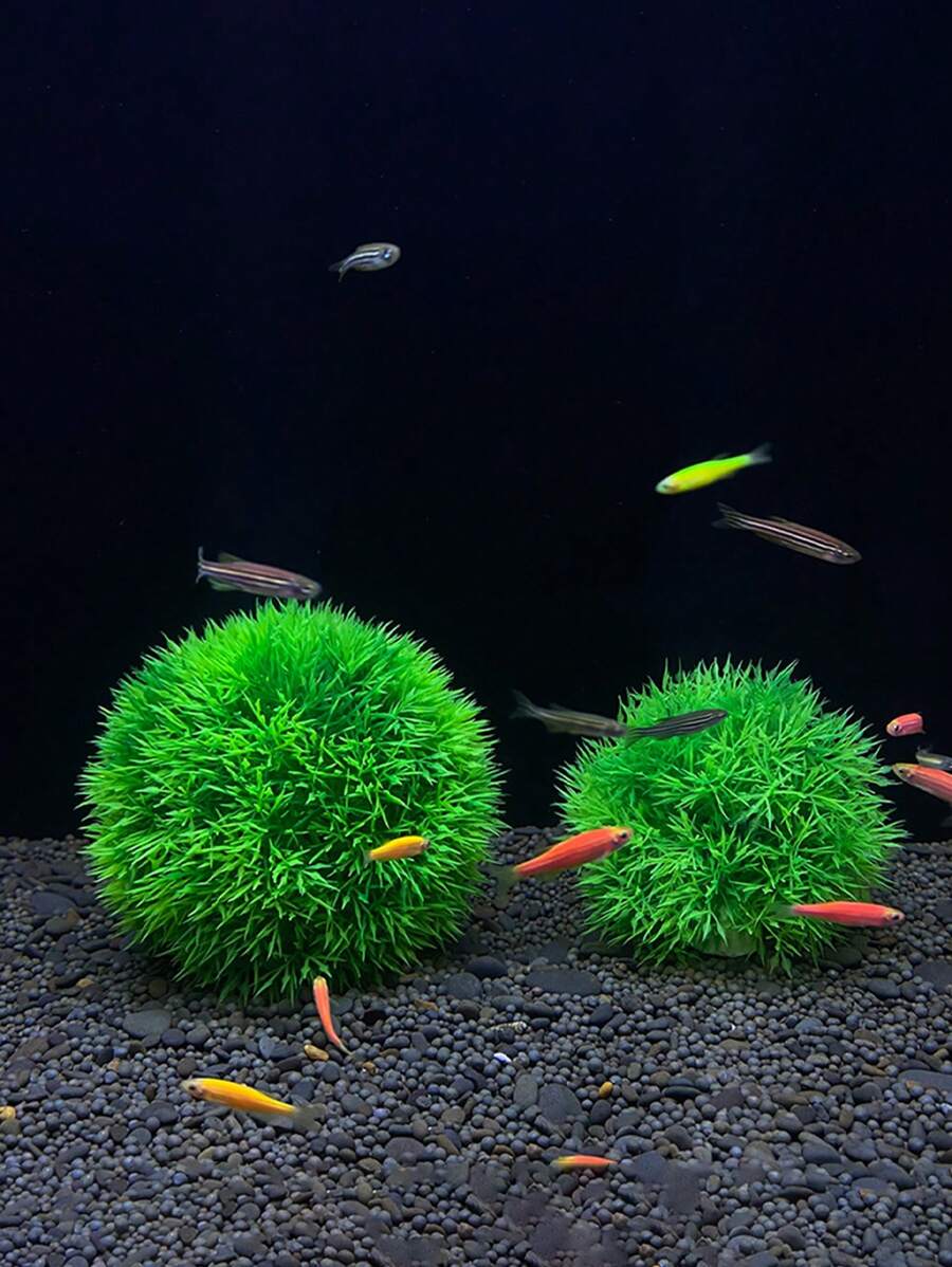 水族箱景觀裝飾，合成塑料草球、草堆，塑料水生植物，魚缸景觀，非真實植物，微景觀裝飾，人工花卉和小草飾品