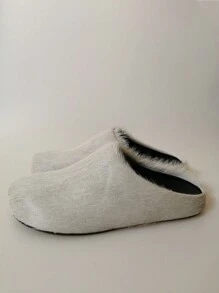新款尖頭毛絨拖鞋，厚底、耐磨外底，秋冬室內外休閒鞋 - 灰色 - 查看 3