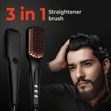 Electric Hair Straightening Comb Beard Comb Rapid Heating Hair Straightening Brush - 黑色 - 查看 3