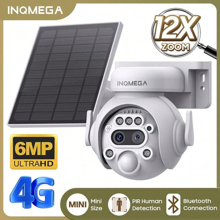 Cámara Solar Inqmega De 6mp Con Energía Solar, Cámara Solar 4g Con Tarjeta Sim Panel Solar Seguridad Detección Humana Pir Kamera - Blanco - Añade 2