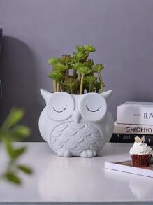 1pc Creative Simple Resin Simulation Glasses Owl Shaped Home Balcony Garden Succulent Decoration Flowerpot
