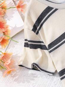 Summer Round Neck Short Sleeve Striped Casual T-Shirt Dress For Tween Girls