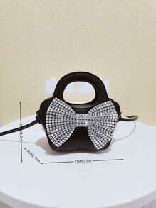 全新女孩水钻蝴蝶结单肩包节日礼物儿童时尚斜挎包女孩公主零钱包