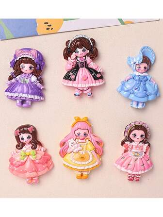 10 件混合卡通公主树脂装饰，DIY 钥匙扣、耳环、发饰，适用于文具、手机壳、杯子、鞋子装饰