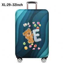 行李箱罩旅行箱罩适用于 18 至 32 英寸行李箱保护套男女户外假日旅行必备配件涤纶行李箱弹力防尘罩时尚首字母 A 至 Z 熊字母印花包适用于学校学校配件学校用品