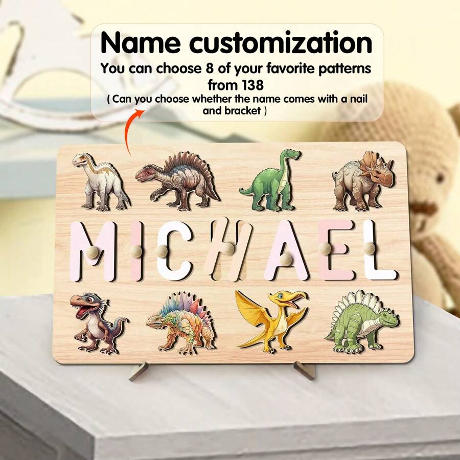 Personalized Name Wooden Puzzle For Toddlers Montessori Learning Toys  Blocks Custom Gifts For Preschoolers Early Education Toys For Boys Girls Easter Christmas Xmas Birthday Gifts For Kids - With Nails and Bracket - View 1