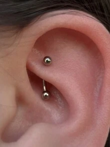 1PC 16G Titan Ren Nội Bộ Cong Barbell Bông Sụn Bông Tai Thân Trang Sức Lông Mày Khuyên Trang Sức - Bạc - Xem 3