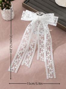 1个超可爱优雅蕾丝蝴蝶结发夹，情人节礼物，发饰，发卡，发夹，爪夹，发爪，学生用品，大学，女士冬季装扮，蝴蝶结 - 白色 - 查看 4