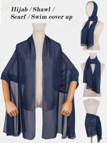 1 件时尚柔软雪纺围巾披肩和披肩适合晚礼服、婚礼披肩、新娘围巾、女士 Pashmina 黑色披肩