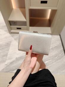 One Shiny Rhinestone Encrusted Box-Shaped Evening Clutch Bag For Women, Elegant Luxury Formal Dress Mini Bag For Romantic Wedding, Bridal, Party, Prom, Chain Shoulder Bag Square Purse, Perfect For Party Wedding Prom Dinner/Banquet, Matching With Holiday Party Dress Evening Dress & Sequin Dress, Perfectly Matching With New Years Outfit, Excellently Matching With Party Dresses For Women, Tready Party Bags,Perfect For Party, Wedding, Prom, Dinner/Banquet, Perfectly Matching With Prom Accessories, Clutch Bag For Wedding - Silver - View 9