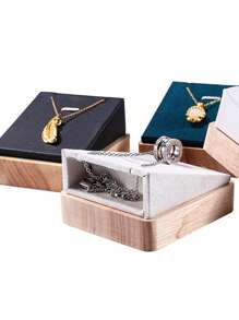 1pc/6pcs Wooden Velvet Jewelry Display Stand, Necklace Pendant Earring Organizer Holder For Jewelry Accessories - Multicolor - View 5