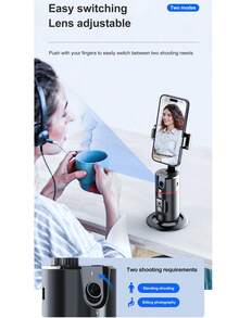 Gimbal theo dõi khuôn mặt xoay 360° Giá đỡ ổn định Monopod Gimbal theo dõi máy tính để bàn, có điều khiển từ xa, để chụp ảnh trực tiếp - màu đen - Xem 4