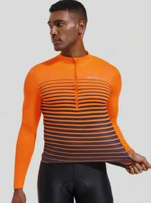 Qualicos Boyfriend Style Men's Cycling Jersey With 3+1 Rear Zipper Pockets Long Sleeve Moisture Wicking UPF 50+ Half Zip Riding Bike Shirts