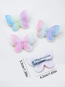 15 件/套彩色女孩可爱公主渐变蝴蝶双层网状翅膀发夹、发夹、刘海和侧饰发饰适合日常使用