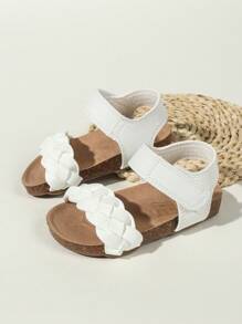 2024年夏季多功能女童pu皮革羅馬涼鞋,帶有後跟設計,柔軟透氣,防滑鞋底,輕便 - 白色 - 查看 2