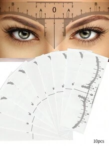 10pcs Disposable Eyebrow Ruler Line Stencils, Micro Blading Eyebrow Shaping Grooming Stencils Tools, Transparent Self-Adhesive Eyebrow Shaping Template, Makeup, Cheap, Room Decor, Vanity, Travel, Bedroom, Makeup Accessories, Cheap, Stocking Stuffers, Makeup, Makeup Tools, Cheap Stuff, Gifts, Gifts For Women, Christmas Gifts - White - View 1