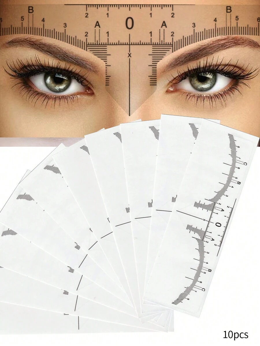 10pcs Disposable Eyebrow Ruler Line Stencils, Micro Blading Eyebrow Shaping Grooming Stencils Tools, Transparent Self-Adhesive Eyebrow Shaping Template, Makeup, Cheap, Room Decor, Vanity, Travel, Bedroom, Makeup Accessories, Cheap, Stocking Stuffers, Makeup, Makeup Tools, Cheap Stuff, Gifts, Gifts For Women, Christmas Gifts - White - View 1