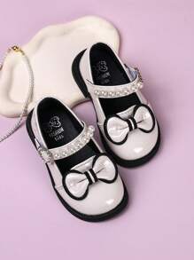 Children's High-End Fashion Princess Shoes, Mirror Vamp, Anti- & Wear-Resistant Sole, Lightweight, Soft & Comfortable, Breathable Bow Design - Beige - View 5