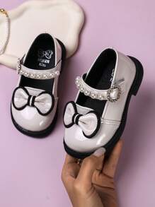 Children's High-End Fashion Princess Shoes, Mirror Vamp, Anti- & Wear-Resistant Sole, Lightweight, Soft & Comfortable, Breathable Bow Design - Beige - View 4