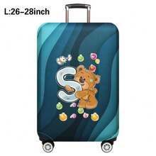 行李箱罩旅行箱罩适用于 18 至 32 英寸行李箱保护套男女户外假日旅行必备配件涤纶行李箱弹力防尘罩时尚首字母 A 至 Z 熊字母印花包适用于学校学校配件学校用品