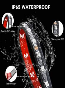 USB RGB LED 汽車行車艙照明套件-智慧手機操作，音樂同步功能，多種環境色彩氛圍外觀燈帶-簡易安裝套件