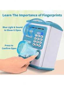 Alcancia automatica infantil con sonido Cajero Automático Para Niños Regalo Electrónico - Celeste - Ver 7