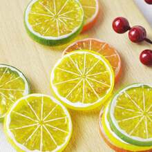 Boat-Shape 6 Pcs Fake Lemon Slices Photography Backdrop Props Artificial Fruits Simulation Lime Kitchen Background Decoration Table Centerpieces For Home Room Decor - Style 2 - View 3