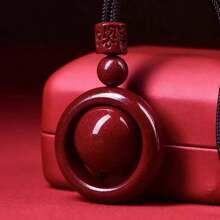 1入組朱砂「好運和幸運」吊墜紅木十二生肖項鍊，附帶6個真言，幸運鎖項墜，男女皆宜 - 玫瑰紅 - 查看 3