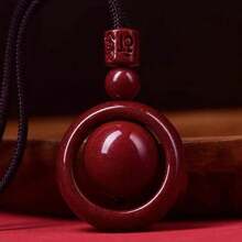 1入組朱砂「好運和幸運」吊墜紅木十二生肖項鍊，附帶6個真言，幸運鎖項墜，男女皆宜 - 玫瑰紅 - 查看 6