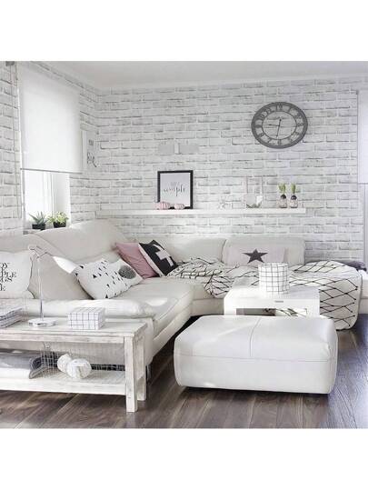 Roll Retro Grijs Wit Brick Wallpaper Peel Stick Contact Paper 3D Wand Removable Bedroom Living Room ation 17.7in X393.7/196.8/118.1/39.3in view 7