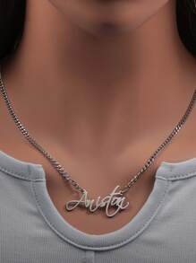 歐美風格個性化名字項鍊定制 - 母親節、情人節、生日、週年慶、畢業、聖誕節、家庭、高端送禮 - 款式1 - 查看 5