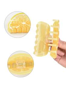 1 chiếc kẹp tóc nữ thanh lịch, ngọt ngào, đa năng, màu vàng chanh tươi tắn, hình bán nguyệt, chống trượt, chắc chắn, thời trang, cỡ lớn, thích hợp cho mùa xuân/hè, dùng hàng ngày và làm quà tặng. - Màu vàng - Xem 3