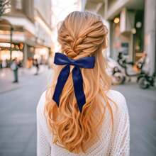 3 件装女士发饰双层长尾蝴蝶结发夹发带马尾辫夹女童幼儿发饰