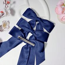 3 件装女士发饰双层长尾蝴蝶结发夹发带马尾辫夹女童幼儿发饰