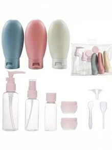 11pcs Travel Refillable Bottle Set Spray Lotion Shampoo Shower Gel Tube Bottling Cosmetic Empty Liquid Container Portable Tool Refill - Multicolor - View 3