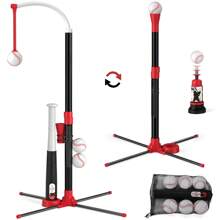 3 In 1 T Ball Set - Adjustable Height, Hanging Tee Ball Set With Automatic Pitching Machine/6 Balls/Retractable Bat, T Ball Stand Suit For Outdoor, Sport Toys Gifts For Kids Girls Age 3+ - Red - View 2
