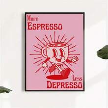 1 pieza Póster de lona sin marco, arte retro, talla grande Espresso Menos Estrés, regalo ideal para dormitorio, sala de estar, pasillo, decoración de pared de invierno, decoración de habitación