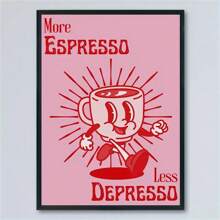 1 pieza Póster de lona sin marco, arte retro, talla grande Espresso Menos Estrés, regalo ideal para dormitorio, sala de estar, pasillo, decoración de pared de invierno, decoración de habitación
