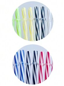 5 Striped Hard Plastic Straight Straws, Reusable Colorful Hard Straws With Buckles To Prevent Them From Falling Off. School Supplies,Back To School - Multicolor - View 11