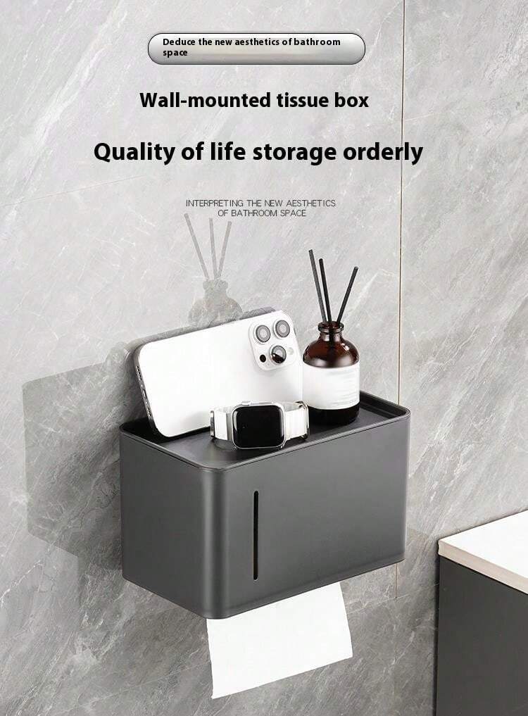 家庭用トイレットペーパーティッシュボックスロールホルダー、壁掛けティッシュディスペンサー、ドリル不要のバスルーム収納ラック SHEIN JAPAN