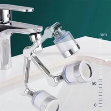 機械臂通用防濺飛龍頭延伸器附濾網，旋轉式噴嘴，適用於浴室 - 銀色 - 查看 4
