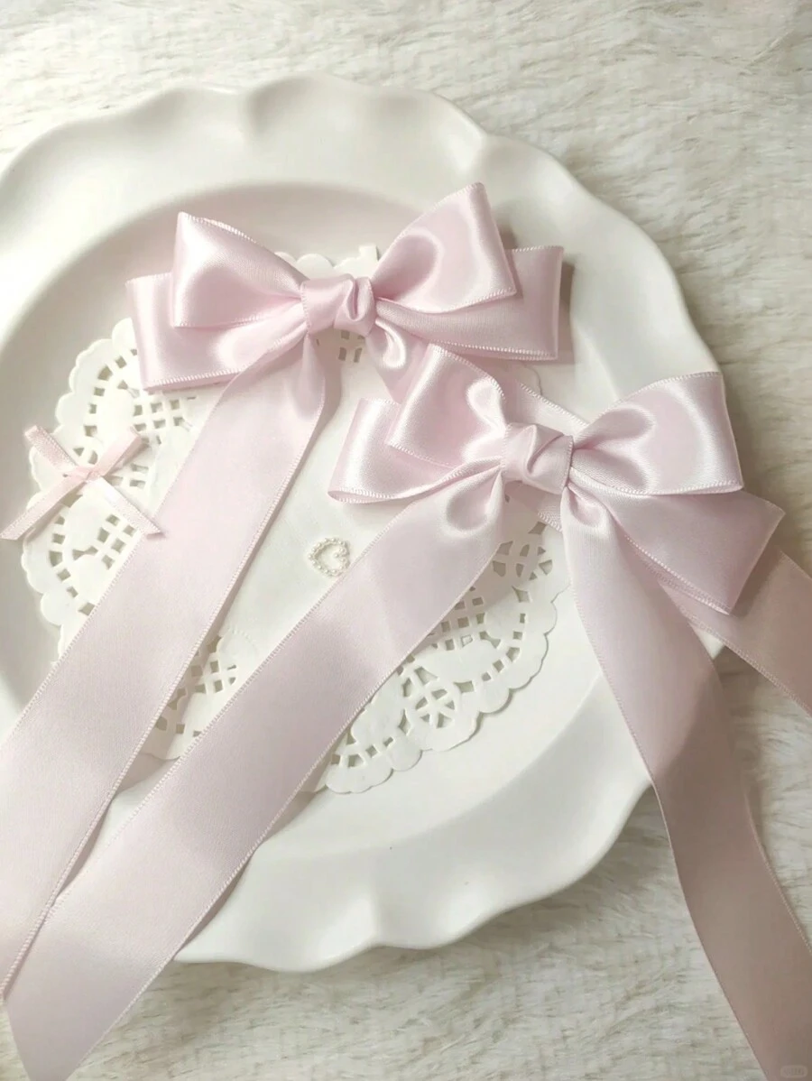 1/2/6 chiếc kẹp tóc nơ lớn màu trơn bằng satin, phụ kiện tóc đa năng thanh lịch kiểu salon dành cho nữ, phù hợp cho đám cưới, tiệc tùng, ngày lễ, quà tặng và sử dụng hàng ngày, phụ kiện đội đầu, kẹp tóc. - Hồng - Xem 1