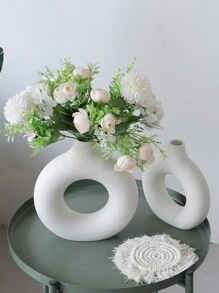 1 件塑料甜甜圈形花瓶，现代简约圆形花瓶装饰，仿陶瓷花瓶，创意家居装饰工艺品，适用于客厅 - 彩色 - 查看 9