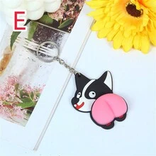 1PC Cute Cartoon Animal Butt Pinch Happy Key Chain Vent Ball Toy Decompress Butt Key Ring - Multicolor - View 9