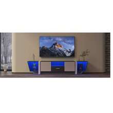 TV Console With Large Storage Cabinets  Biplane Shape Design LED TV Stand With Remote Control  Multiple Modes Changing Lights Modern Entertainment Center With Power Cord  Black