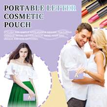 Personalized Initial Letter Patch Makeup Bag, Preppy Small Chenille Letter Cosmetic Bag With Zipper, PU Leather Waterproof Travel Toiletry Bag Monogram Make Up Pouch For Women Girls Makeup Bags Makeup Organizer Make Up Organizer Makeup Storage