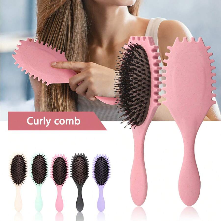 Elastic Curly Hair Brush - Nylon  Hair Brushes For Curly And Wavy Hair, Anti-Static Detangling Combs, Fine-Tooth Comb ABS Plastic Handle, Brush For Gentle Scalp Massage, Spring Curl Define Styling Brush  For Curly Hair Styles, Back To School, Travel Holiday Essentials, Hair Accessories For Women - Multicolor - View 1