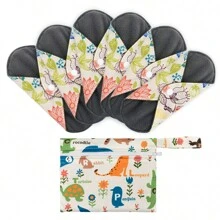 7 paquetes de toallas femeninas reutilizables de bambú para flujo abundante con bolsa impermeable, set de toallas sanitarias grandes con alas para mujeres, forros de tela lavables para la noche, 6 piezas de toallas femeninas de colores aleatorios + 1 bolsa. - Multicolor - Ver 7